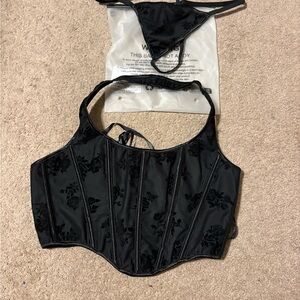Black Floral Corset Top and Matching Bottom